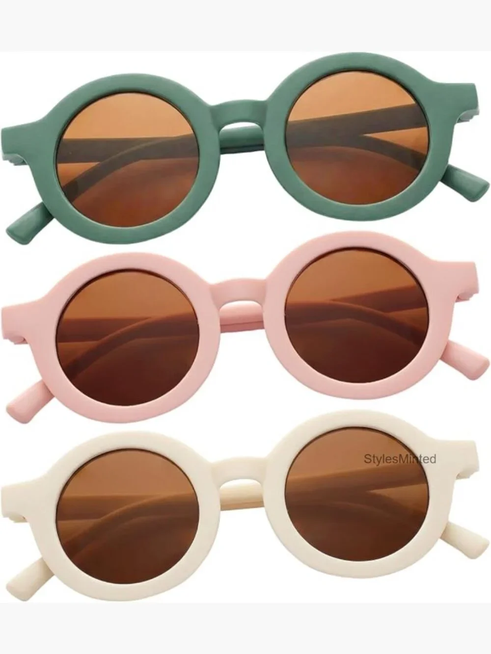 3 Pack UV400 Round Sunglasses for Kids Outdoor Play